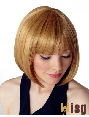 Capless Chin Length Straight Blonde Durable Bob Wigs