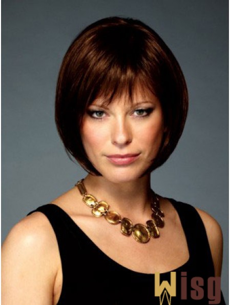 Capless Chin Length Straight Auburn Stylish Bob Wigs