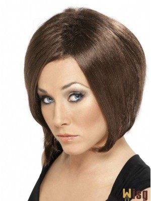 Capless Chin Length Straight Brown Designed Bob Wigs