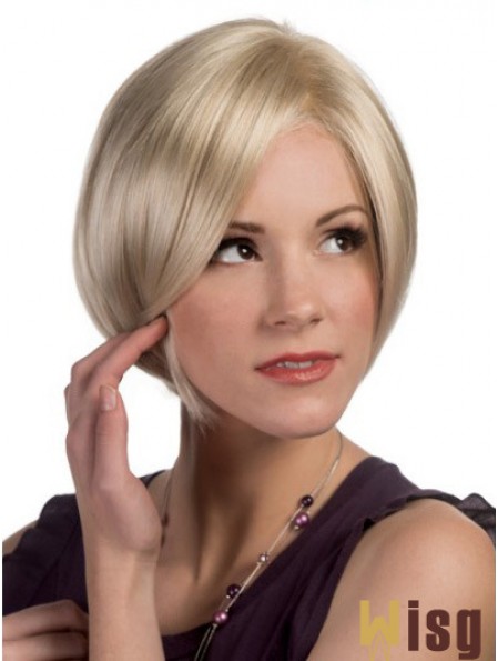 Capless Chin Length Straight Blonde Convenient Bob Wigs