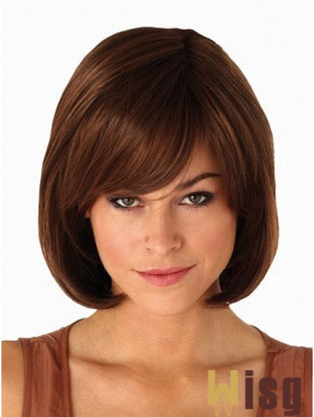 Capless Chin Length Straight Auburn Modern Bob Wigs