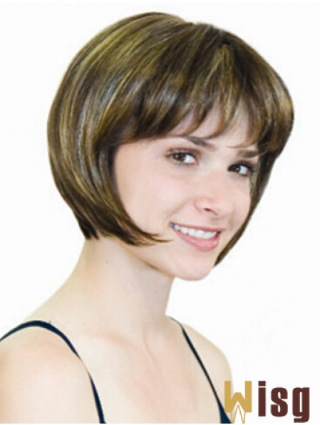 Straight Chin Length Blonde 10 inch Monofilament Convenient Bob Wigs