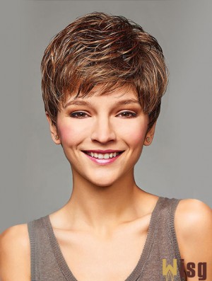 Short Curly Wigs With Capless Synthetic Blonde Color Cropped Length