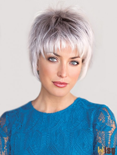 Capless Straight Cropped 6 inch Salt And Pepper Wig