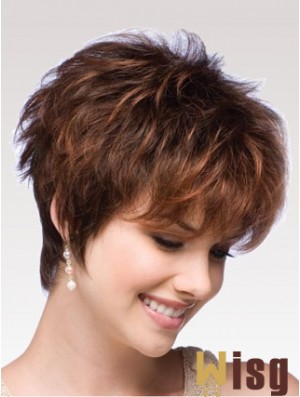 Auburn Wig Boycuts Auburn Color Short Length Wavy Style