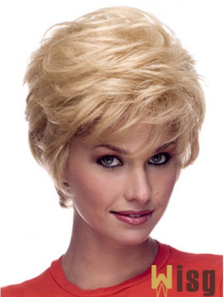 Wigs Human Hair Blonde Color Short Length Layered Cut