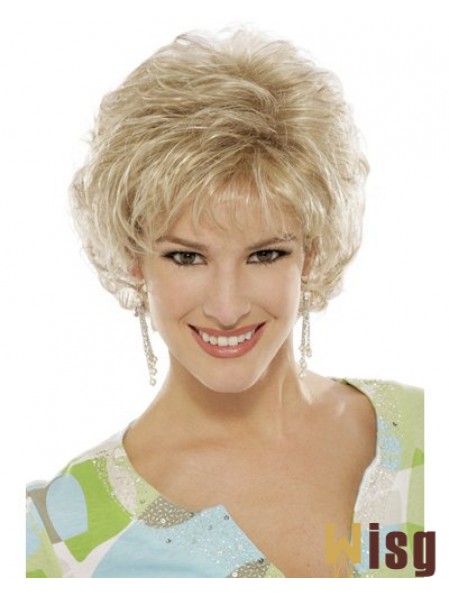 Blonde Curly Wig With Capless Short Length Classic Cut