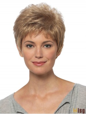 Short Hair Wigs Blonde Color Cropped Length Straight Style