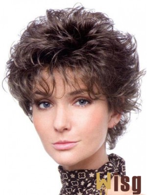 Heat Resistant Wigs Cropped Length Brown Color Layered Cut