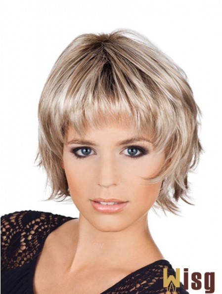 Ladies Bob Style Wigs With Capless Chin Length Blonde Color