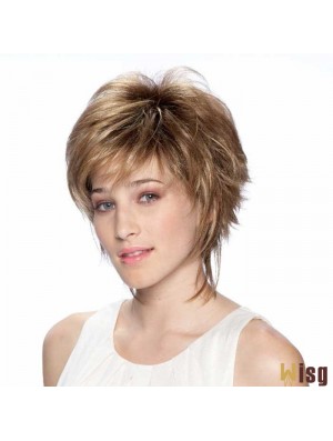 7 inch Modern Straight Layered Blonde Short Wigs