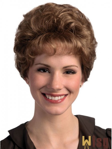 Curly Brown No-Fuss Short Classic Womens Wigs