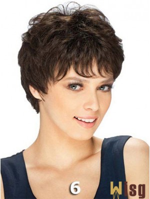 Boycuts Straight Brown Capless Durable Short Wigs