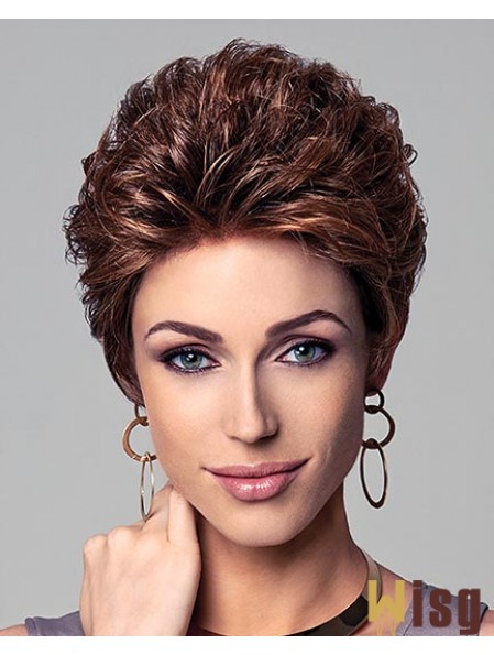 Short Curly Wig With Capless Cropped Length Layered Cut