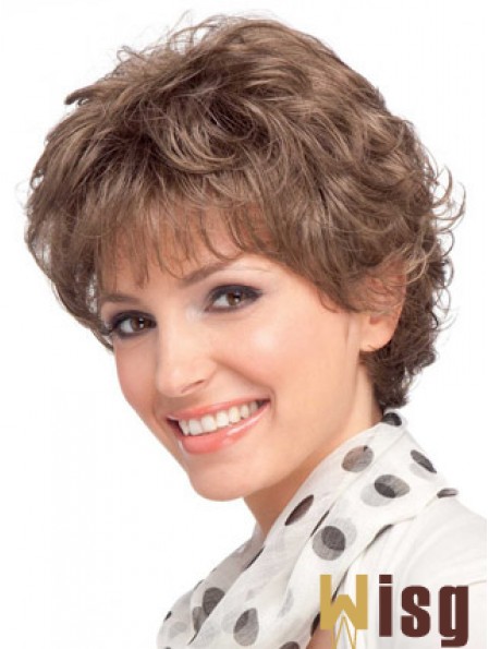 Modern Auburn Short Wavy Layered Human Hair Wigs