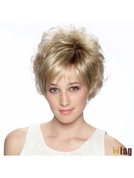 8 inch High Quality Curly Layered Blonde Short Wigs