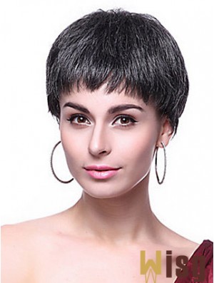 Boycuts Straight Black Capless Hairstyles Short Wigs