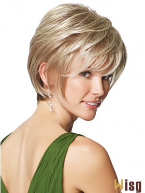 9 inch Cheap Straight Layered Blonde Short Wigs