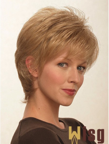 Layered Straight Blonde Capless Suitable Short Wigs