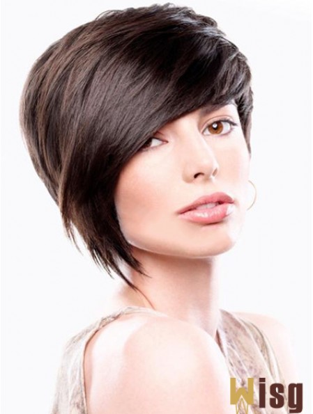 Bobs Straight Brown Capless Sleek Short Wigs