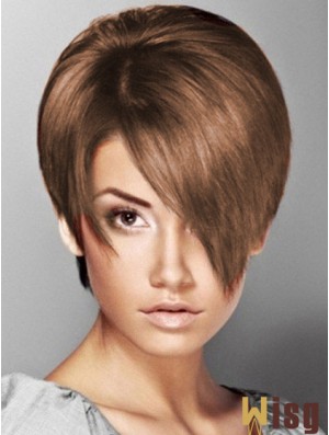 Boycuts Straight Brown Capless Soft Short Wigs