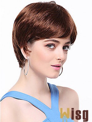 Boycuts Straight Auburn Capless Top Short Wigs