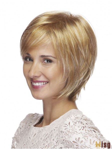 8 inch No-Fuss Straight Bobs Blonde Short Wigs