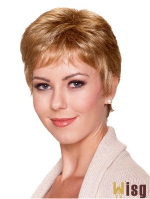 6 inch Good Straight With Bangs Blonde Short Wigs