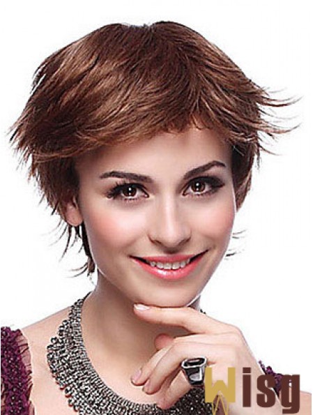 Layered Straight Auburn Capless Trendy Short Wigs