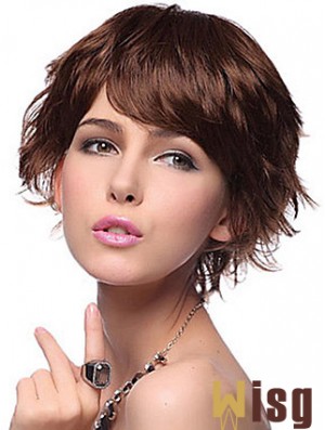 Layered Wavy Auburn Capless New Short Wigs