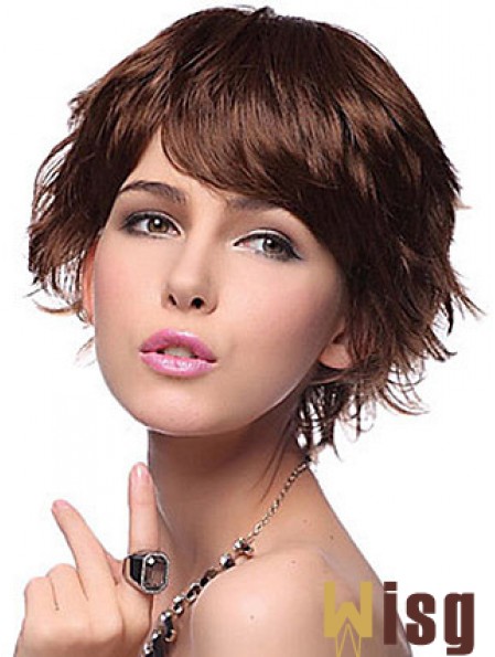 Layered Wavy Auburn Capless New Short Wigs