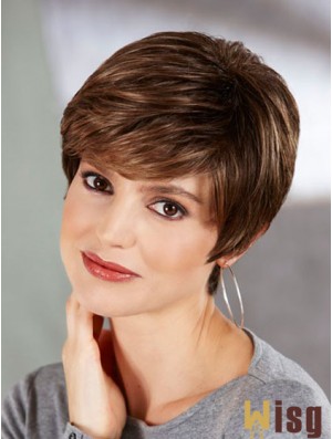 Boycuts Straight Brown Capless Perfect Short Wigs