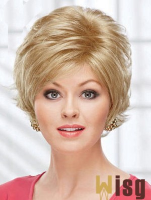 8 inch Beautiful Wavy Layered Blonde Short Wigs