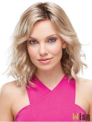 Front Lace Wigs UK Shoulder Length Blonde Color Layered Cut