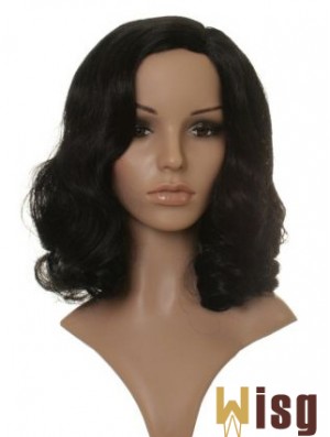 Style Black Shoulder Length Wavy 14 inch Without Bangs Celebrity Wigs