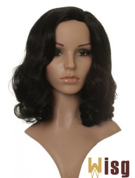 Style Black Shoulder Length Wavy 14 inch Without Bangs Celebrity Wigs