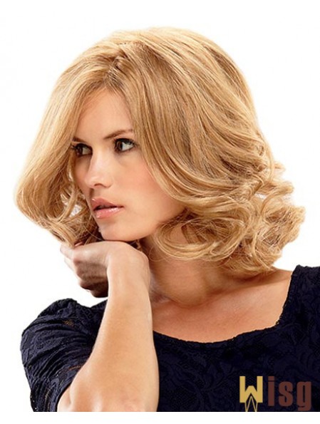 Shoulder Length Bobs 14 inch Curly Blonde Medium Wigs