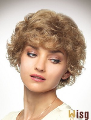 Chin Length Layered 10 inch Curly Blonde Medium Wigs