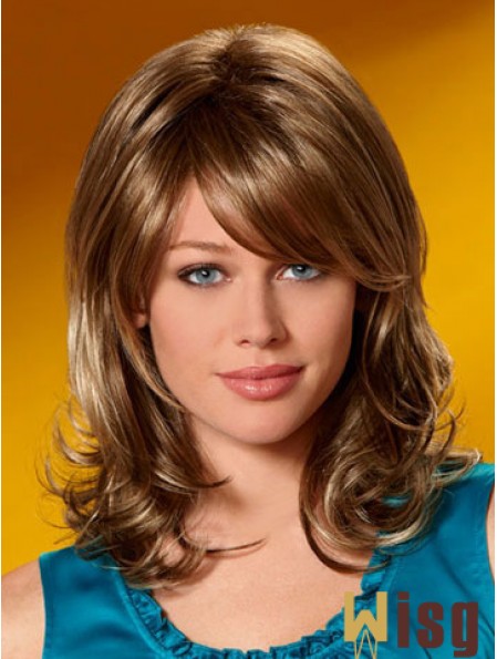 Incredible Wavy Auburn Shoulder Length Layered Medium Wigs