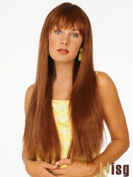 Good Auburn Straight With Bangs Capless Long Wigs