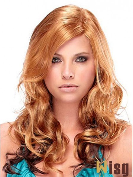 Fashion Auburn Curly With Bangs Capless Long Wigs