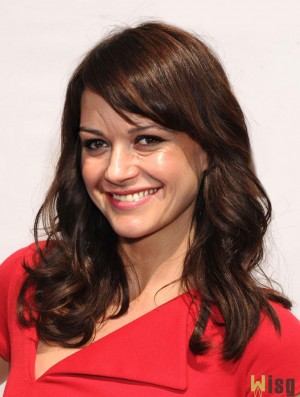 Suitable Brown Long Wavy 16 inch With Bangs Carla Gugino Wigs