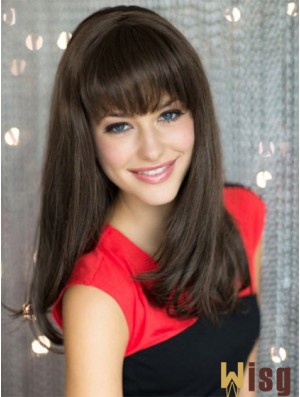 Flexibility Brown Straight With Bangs Capless Long Wigs