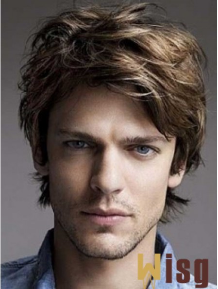 Brown Lace Front Wavy Short Layered Mens Hairstyles