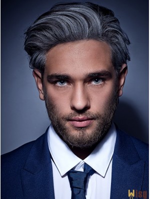 Synthetic Capless Grey Short Straight Mens Wigs To Buy UK