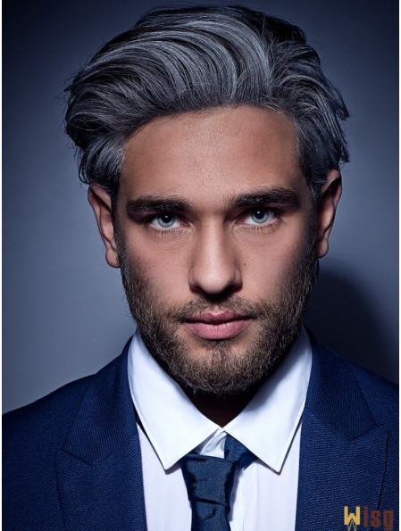 Synthetic Capless Grey Short Straight Mens Wigs To Buy UK