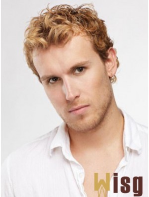 Blonde Short Curly Capless Curly Synthetic Wig Men