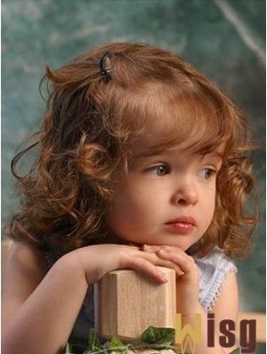 Wigs For Kids With Remy Lace Front Shoulder Length Curly Style