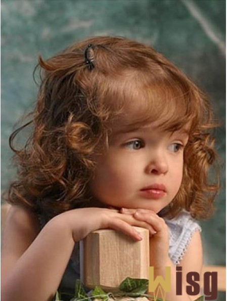 Wigs For Kids With Remy Lace Front Shoulder Length Curly Style