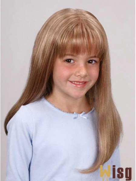 Straight Long Blonde Synthetic Lace Front Kids Wigs